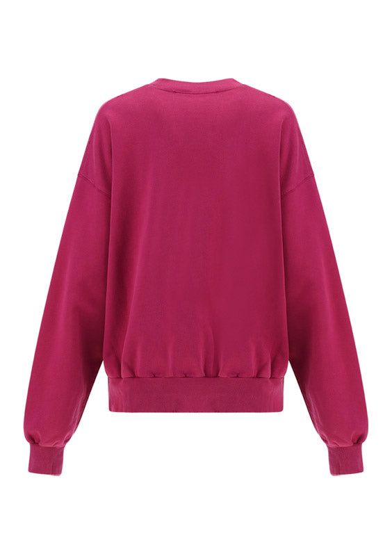 Brushstroke Logo Print Crewneck Sweatshirt - Fuchsia