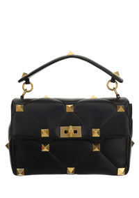 Large Roman Stud the Shoulder Bag in Nappa With Chain - Black