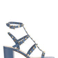 Rockstud Calfskin Ankle Strap Sandal 60 MM - Azure