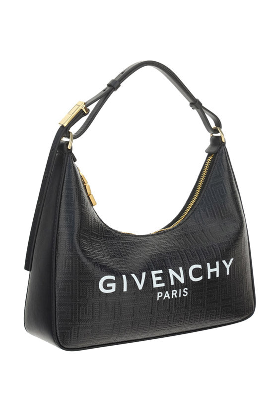 Small Moon Cut Out Bag in 4G Coated Canvas - Black.