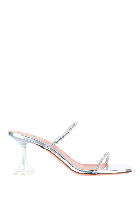 Gilda Metallic Crystal Sandals 70mm - Clear