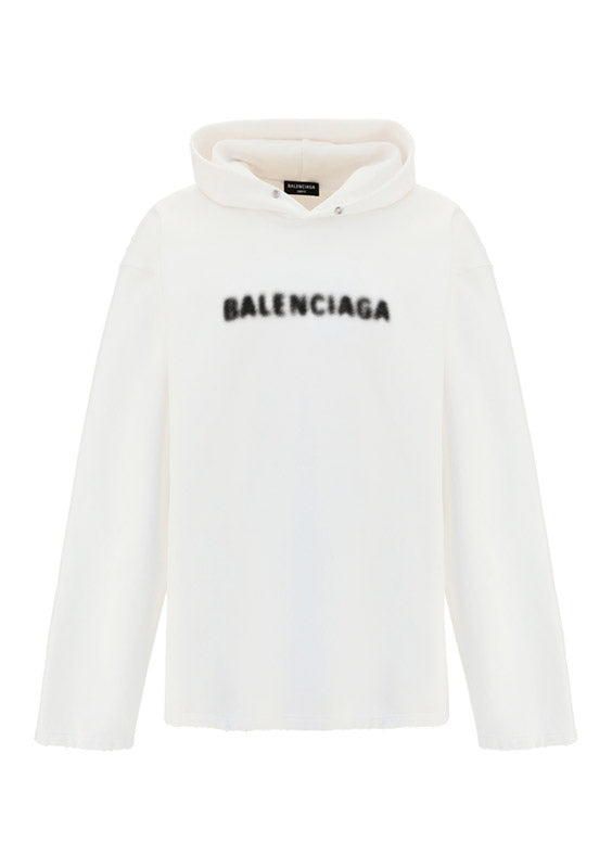 Balenciaga Logo Pixel Hoodie - White
