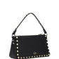 Small Rockstud Grainy Calfskin Crossbody Bag - Black