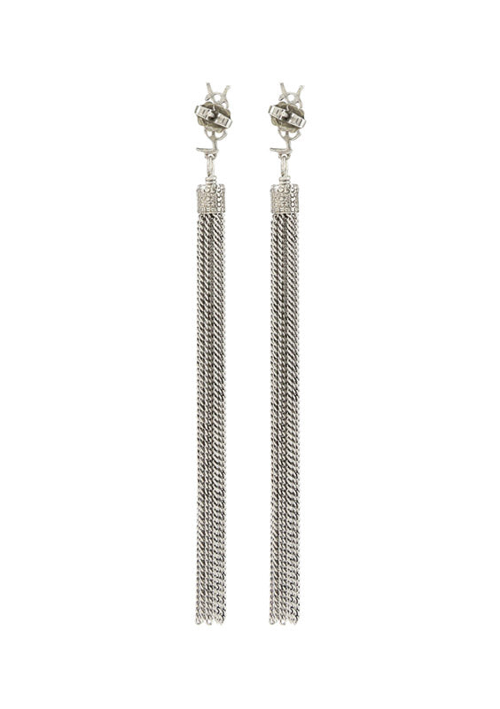 Loulou Earrings With Chain Tassels In Silver Brass - Silver