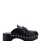 Studded Leather Clogs - Black