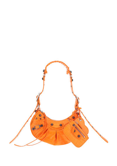 Le Cagole XS Shoulder Bag Crocodile Embossed - Orange