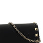 Rockstud Grainy Calfskin Chain Pouch - Black.