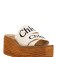 Woody Wedge Mule In Canvas - Ivory
