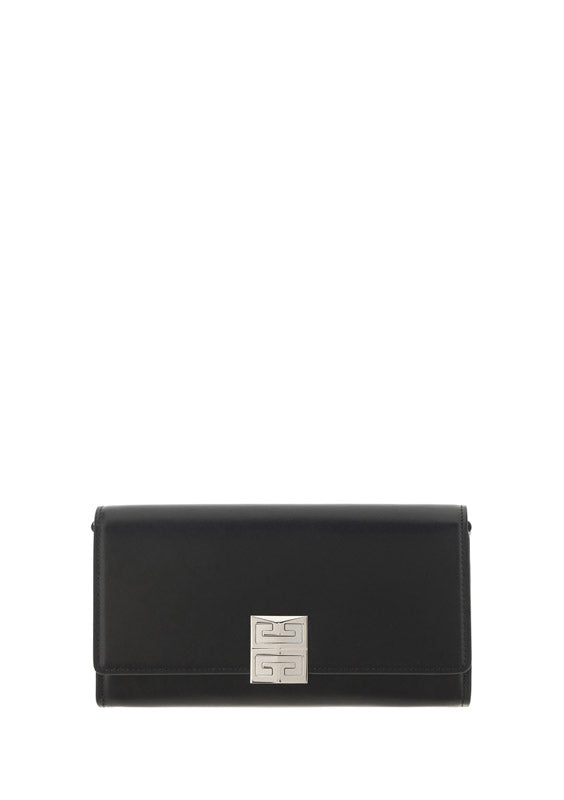 4g Wallet in Box Leather With Chain - Black.