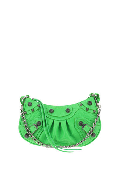 Le Cagole Mini Purse With Chain Crocodile Embossed - Green