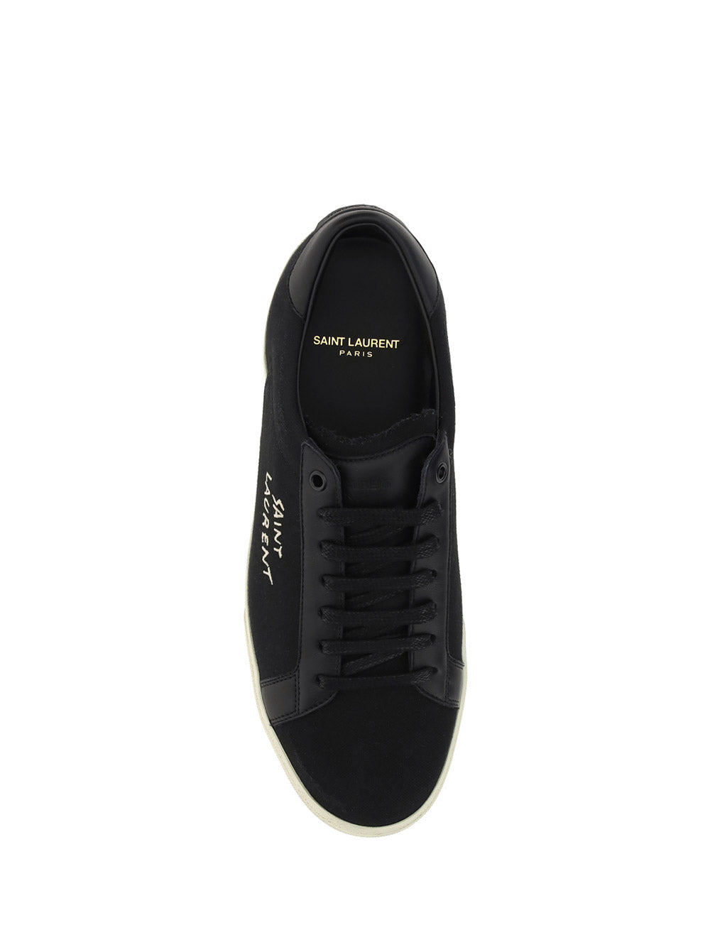 Court Classic SL/06 Embroidered Sneakers In Canvas And Smooth Leather - Black