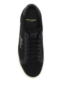 Court Classic SL/06 Embroidered Sneakers In Canvas And Smooth Leather - Black