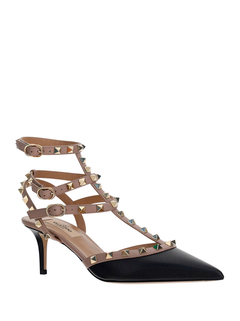 Rockstud Caged Pump 65mm - Black / Nude.