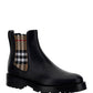 Vintage Check Detail Leather Chelsea Boots - Black