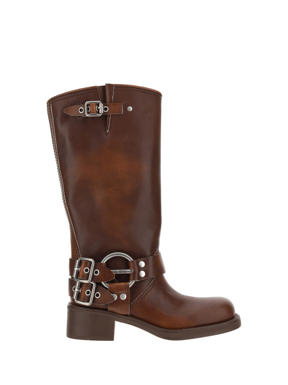 Buckled Knee-high Boots - Brown
