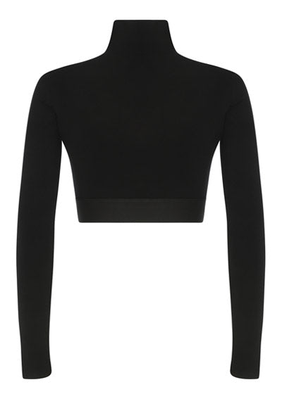 Long-sleeved Jersey Top with Branded Elastic - Black
