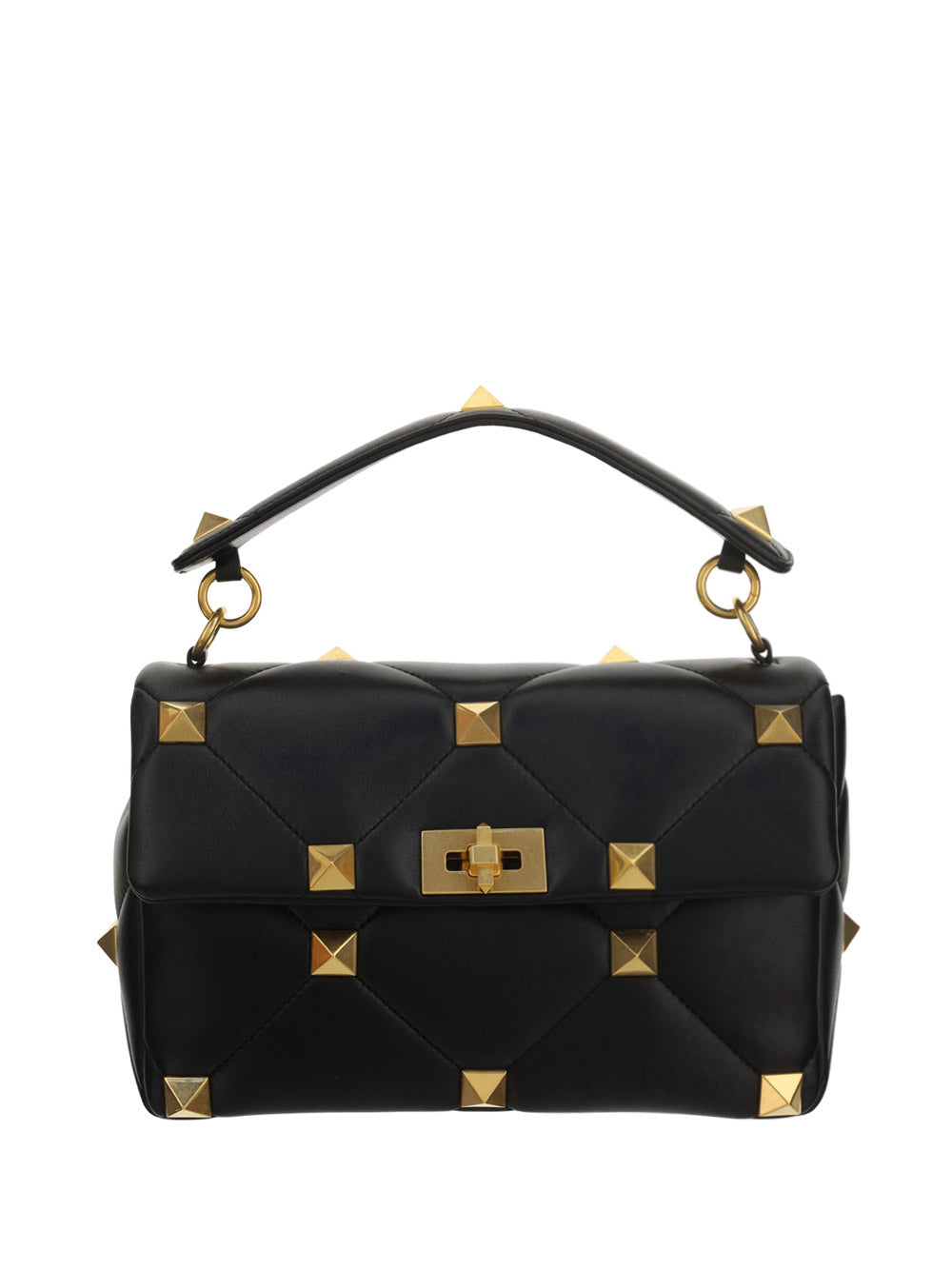 Large Roman Stud the Shoulder Bag in Nappa With Chain - Black