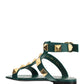 Roman Stud Flat Calfskin Sandal - Green
