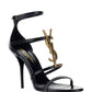 Cassandra Sandals in Smooth Leather with Gold-toned Monogram - Black