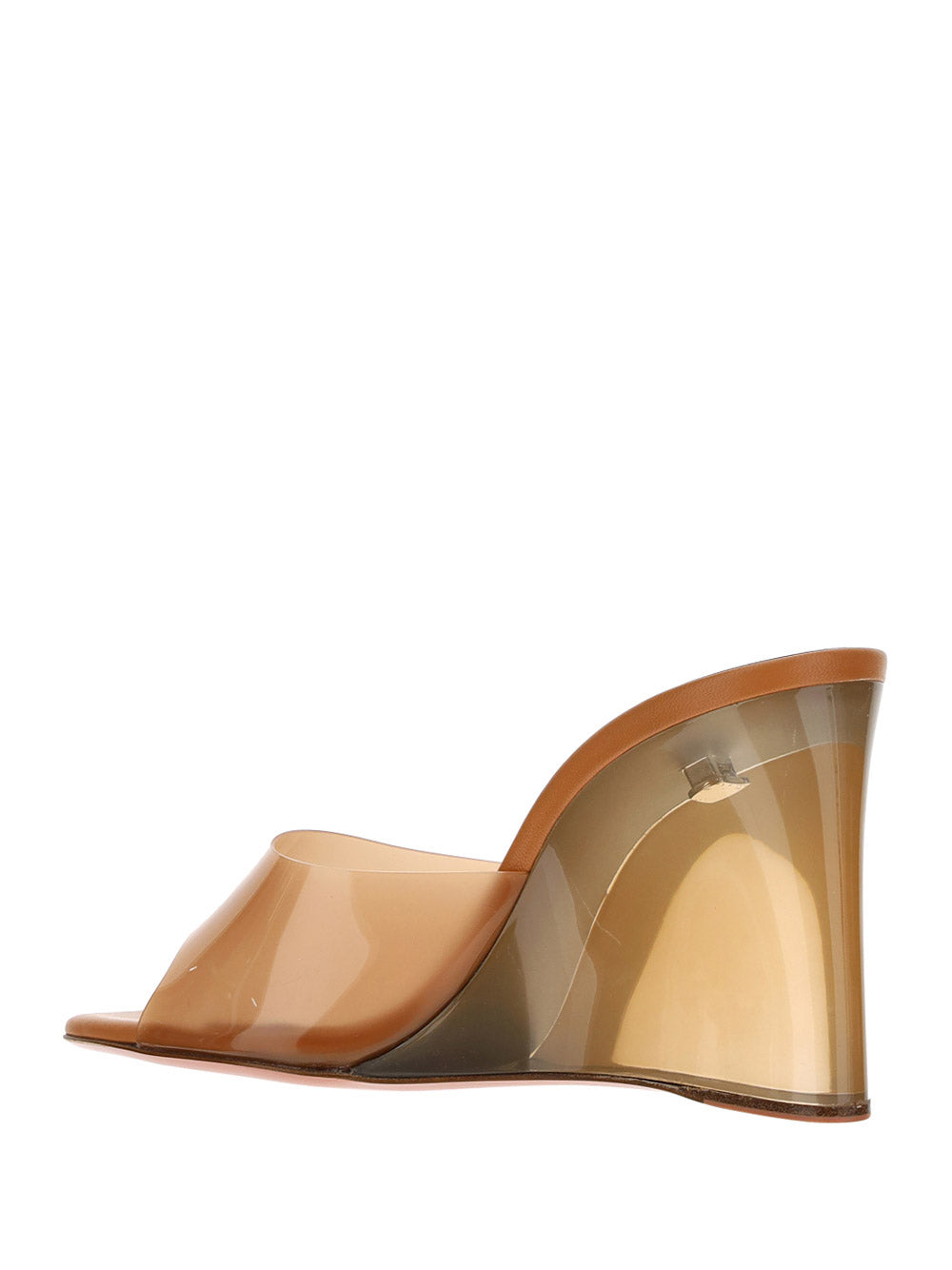 Lupita Glass-Wedge Slide Sandals - Tan