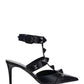 Roman Stud Patent Leather Sandals - Black