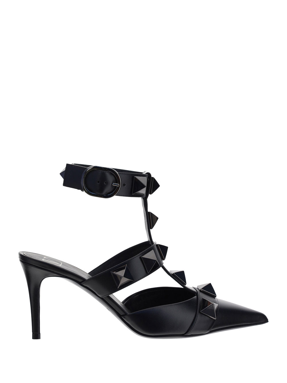 Roman Stud Patent Leather Sandals - Black