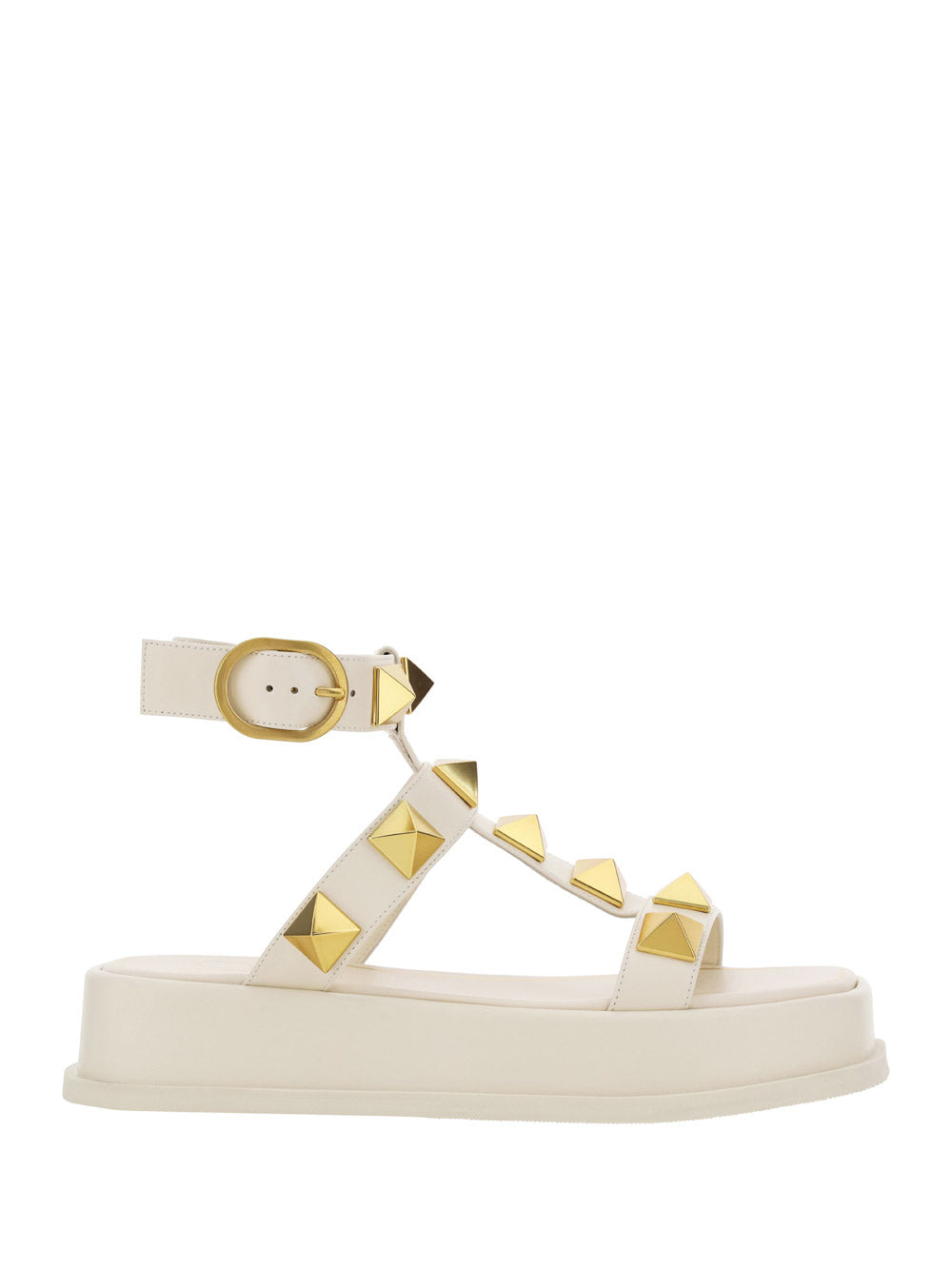 Roman Stud Calfskin Flatform Sandal 40MM - Ivory