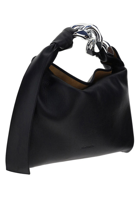 Small Chain Hobo Shoulder Bag - Black