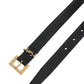 Cassandre Thin Belt with Square Buckle in Box Leather - Black