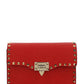 Small Rockstud Grainy Calfskin Crossbody Bag - Red