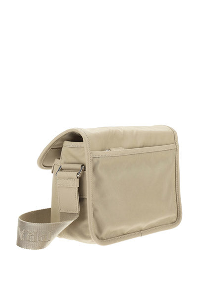 Re-Nylon and Saffiano Leather Shoulder Bag - Beige