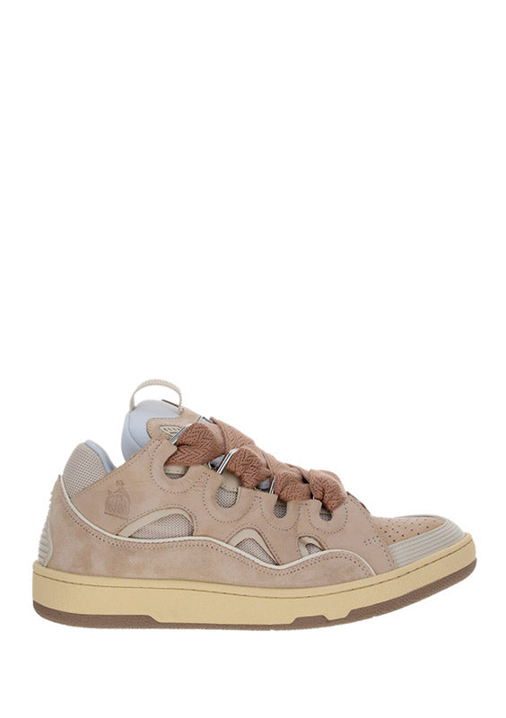 Leather Curb Sneakers - Dusty Pink/Brown
