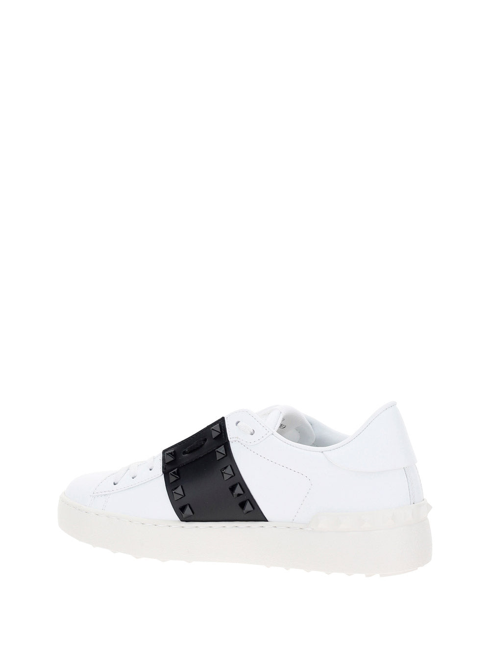 Rockstud Untitled Sneakers in Calfskin Leather with Tonal Stude - White/Black