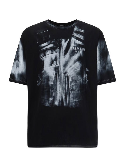 Cotton T-Shirt with Body Armour Print