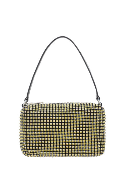 Heiress Medium Pouch in Rhinestone Mesh - Yellow
