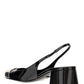 Patent Leather Slingback Pumps - Black.