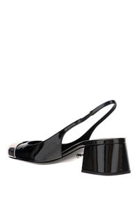 Patent Leather Slingback Pumps - Black.
