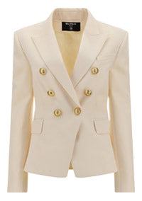 Grain de Poudre Double-Breasted Jacket - White