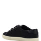 Court Classic SL/06 Embroidered Sneakers In Canvas And Smooth Leather - Black