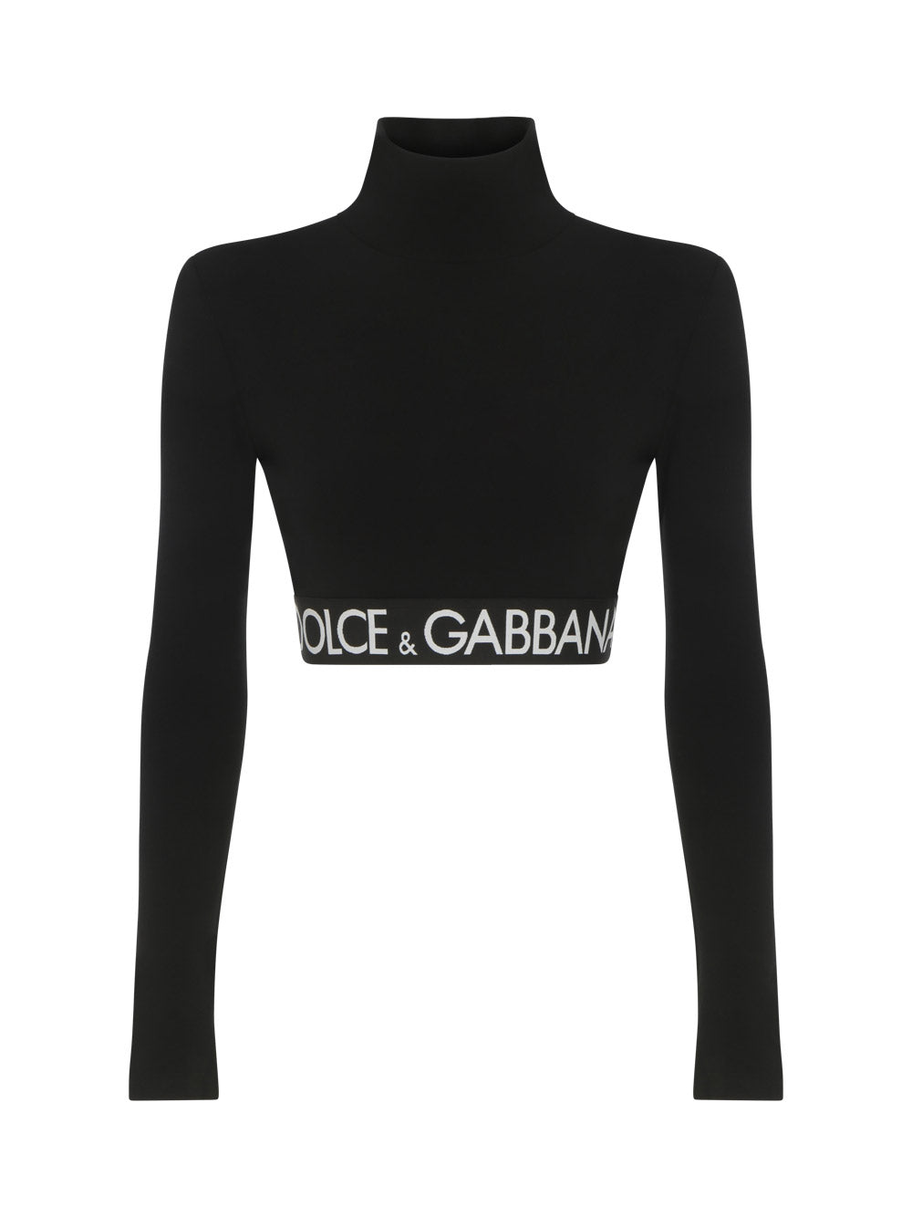 Long-sleeved Jersey Top with Branded Elastic - Black