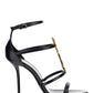 Cassandra Sandals in Smooth Leather with Gold-toned Monogram - Black