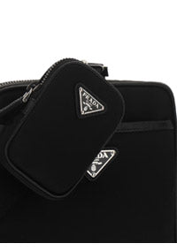 Re-Nylon and Saffiano Leather Shoulder Bag - Black