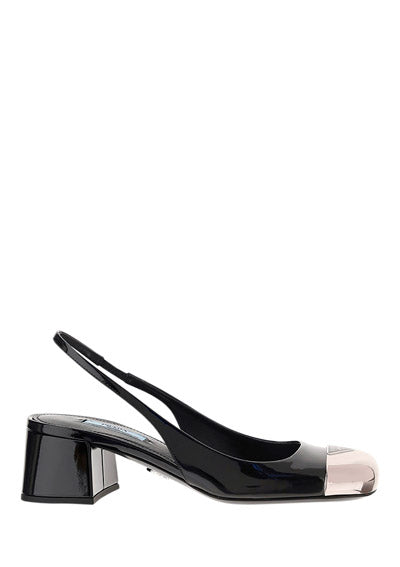 Patent Leather Slingback Pumps - Black.