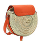 Small Marcie Cross-body Basket in Hand-Braided Raffia & Small Grain Calfskin - Rusted Orange