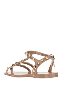 Rockstud Flat Rubber Sandals - Poudre