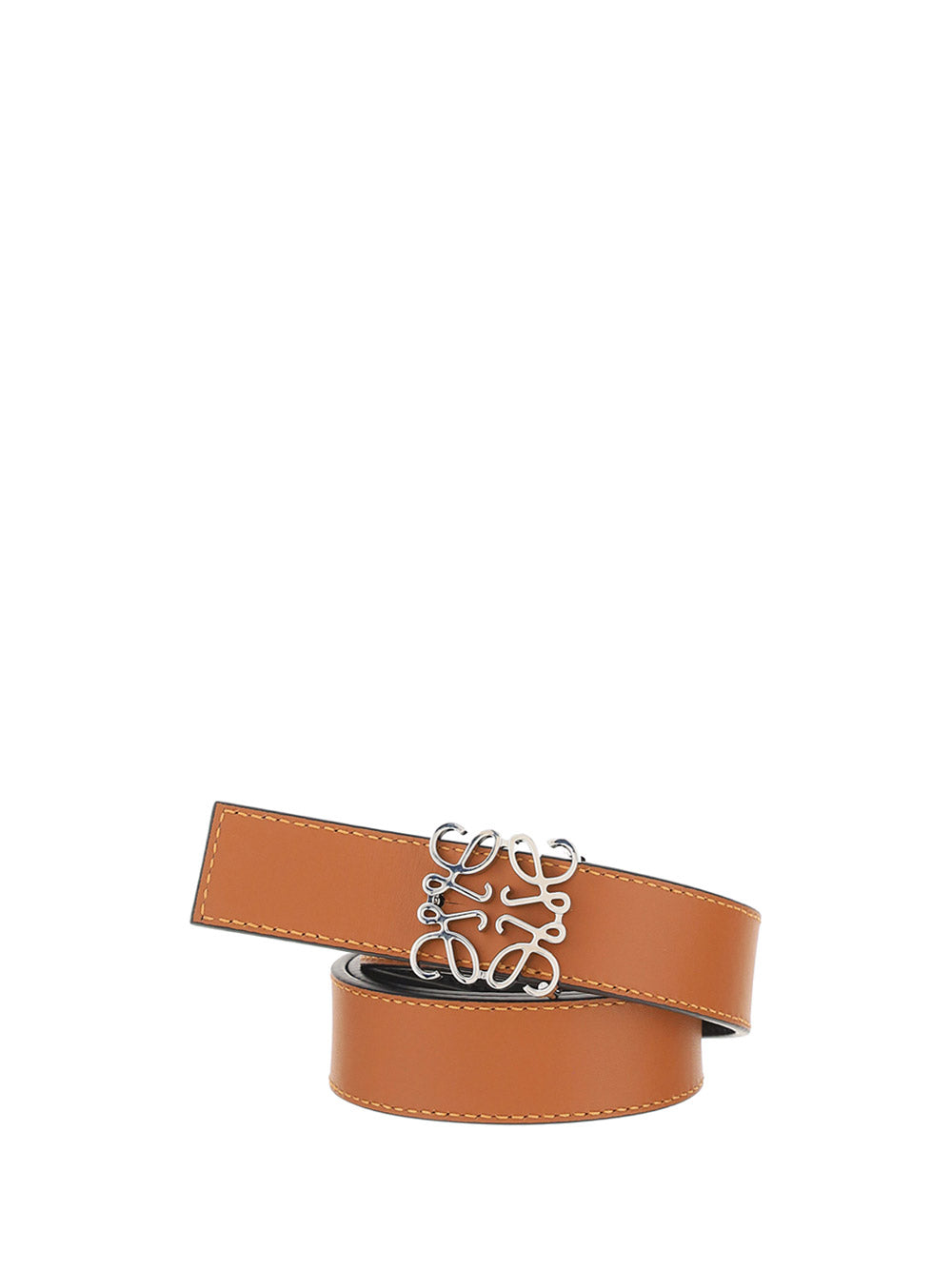 Anagram Belt in Smooth Calfskin -  Black / Tan / Palladium