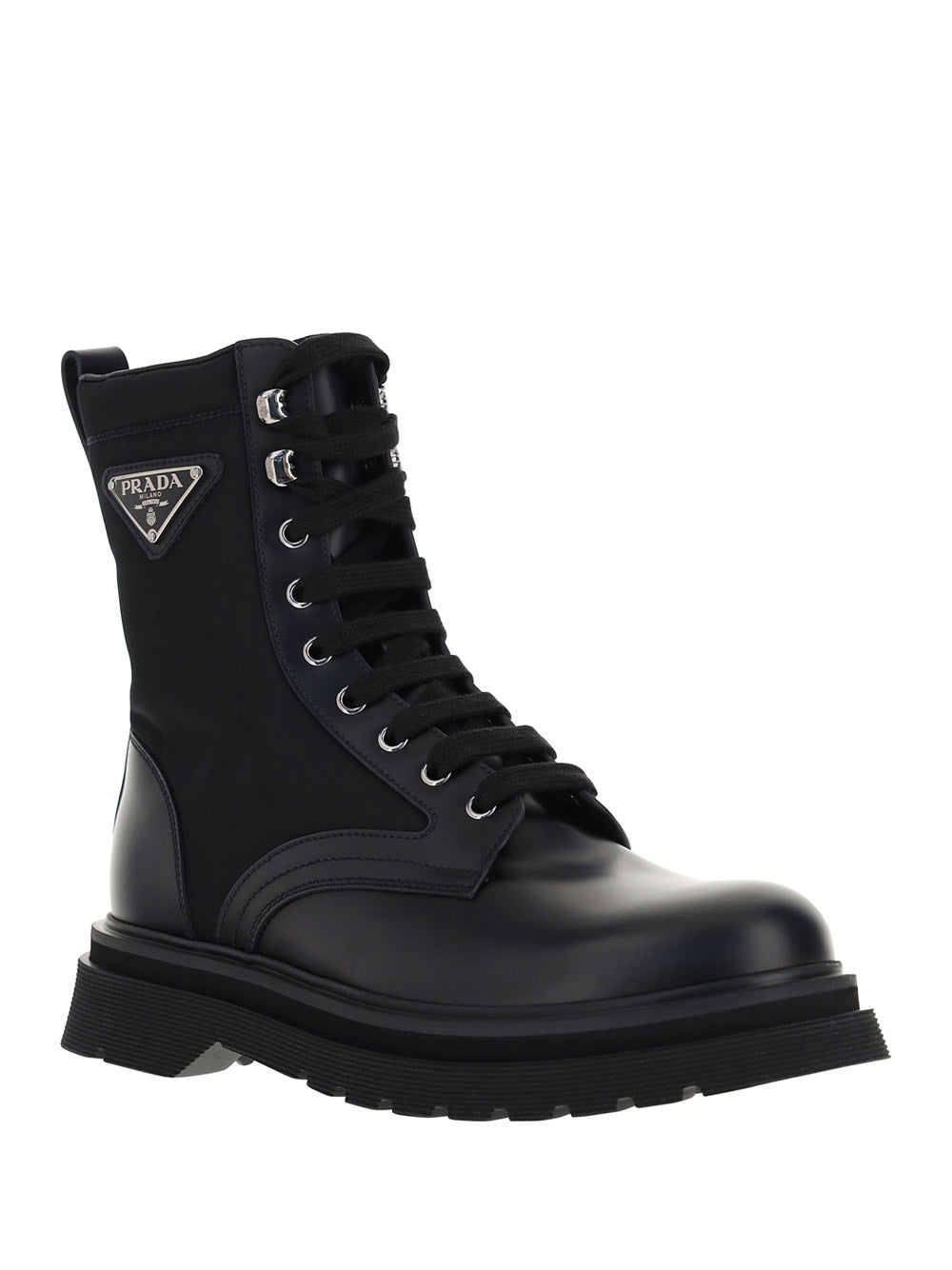 Brushed Rois Leather And Nylon Booties  - Black