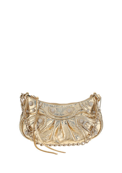 Le Cagole Mini Purse With Chain Metallized With Rhinestones - Golden