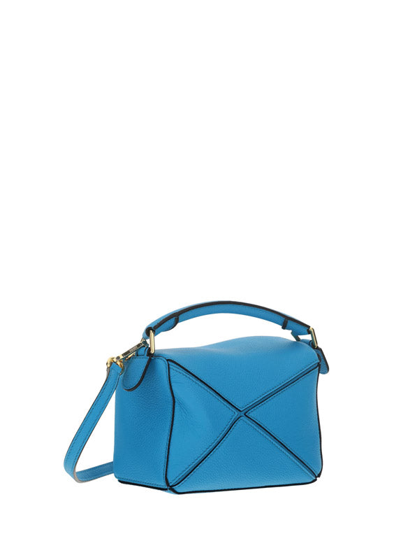 Mini Puzzle Bag in Soft Grained Calfskin - Cyan