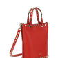 Rockstud Grainy Calfskin Small Tote - Red